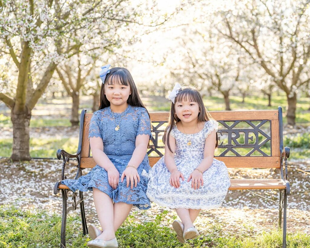 Seated posing idea almond blossoms photo session