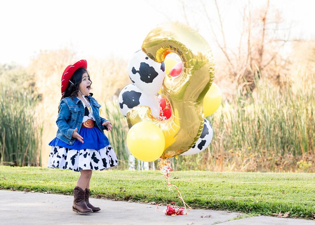 Toy Story Inspired birthday shoot posing idea