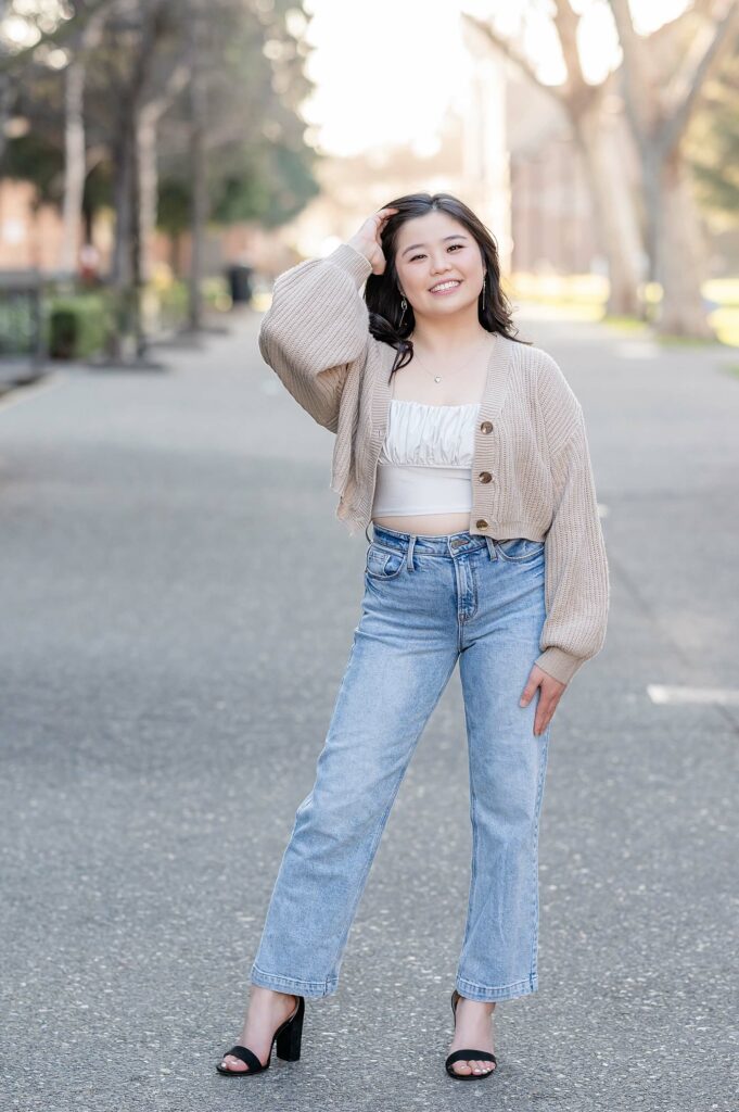 Senior girl standing pose idea