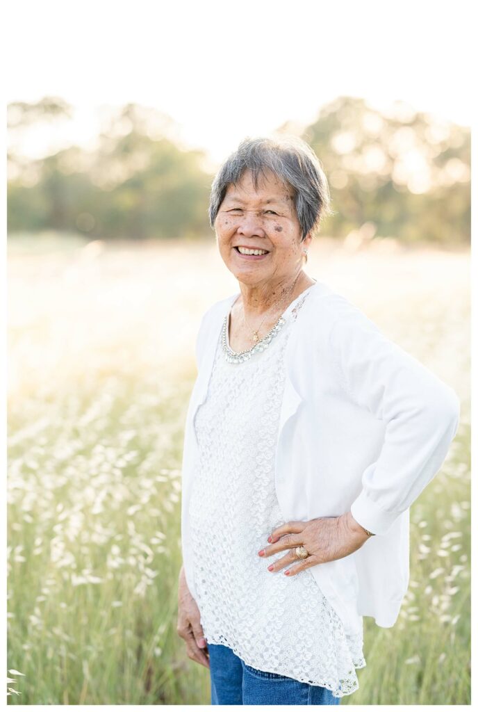 grandmother posing idea during outdoor family photo session Roseville CA