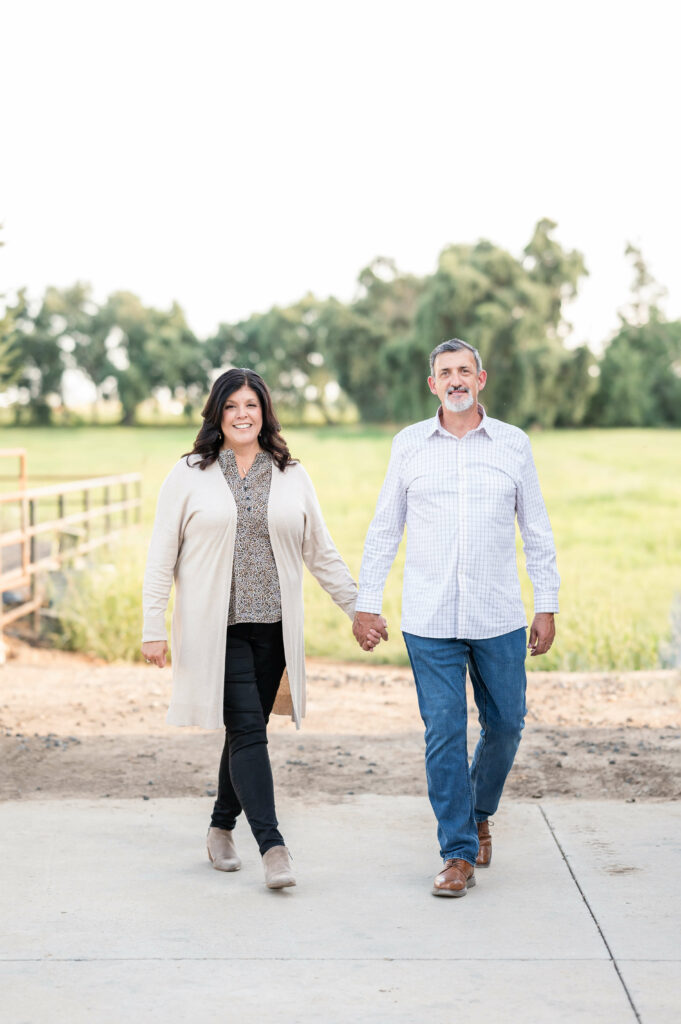 Couple walking pose idea during a Vintage Truck Christmas Mini Session