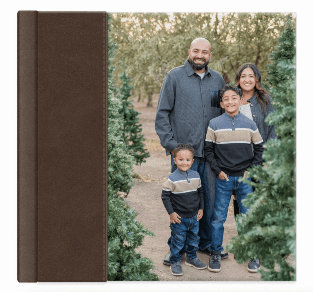 Family Album Cover with brown leather and canvas
